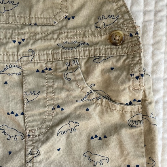 🦖Dinosaur Mighty Handsome Like My Dad Khaki Tan & Navy Cotton Overalls 6M🦕 - Picture 6 of 12